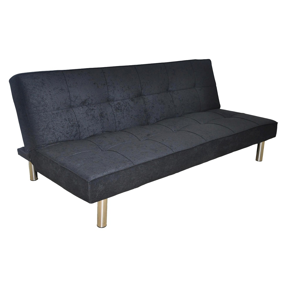 Convertible Sofa Urban Shop Memory Foam + Microsuede Sofa Bed   Black