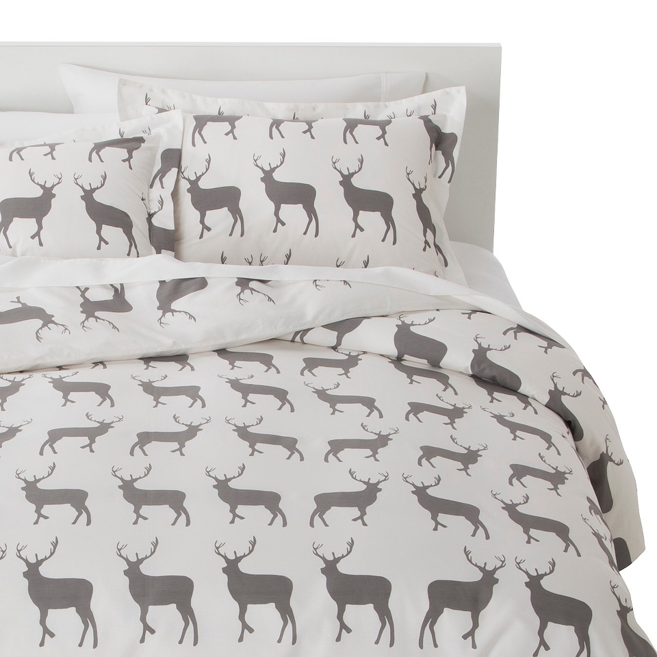 Anorak Stag Duvet Set   Gray/White (Twin)