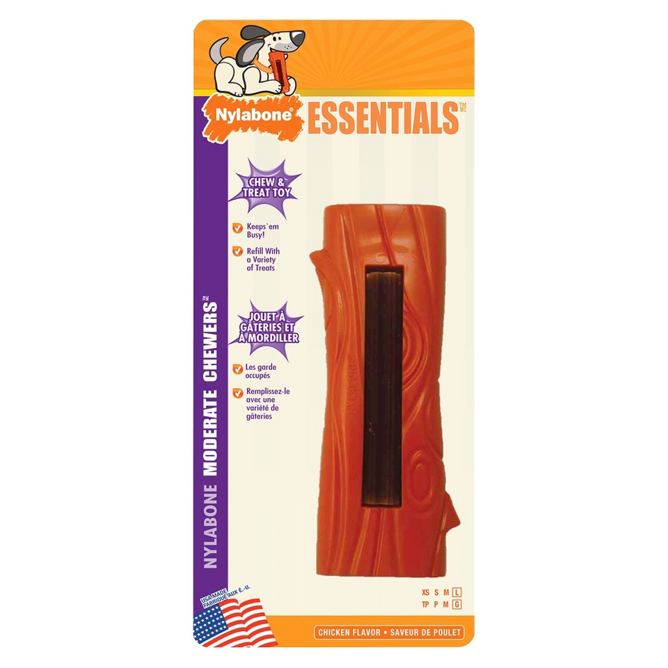 Toy Nylabone Rubber Stick Treat Holder with 1 Edible Treat