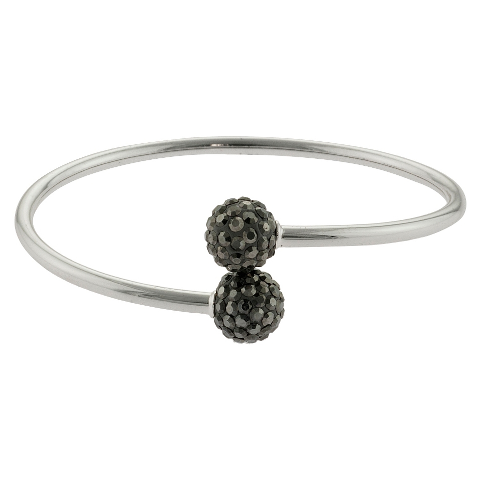 Womens Silver Plated Crystals bypass bangle   Grey/Silver
