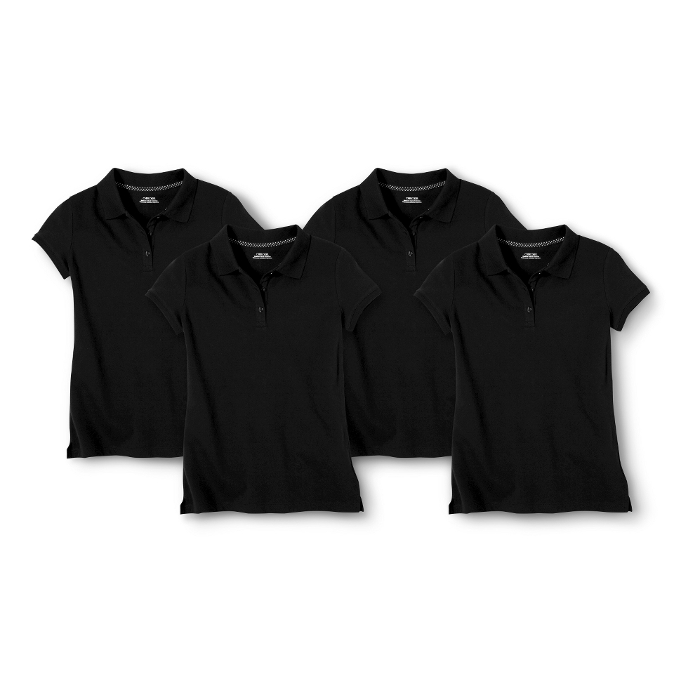 Cherokee Girls School Uniform 4 Pack Short Sleeve Pique Polo   Ebony XXL