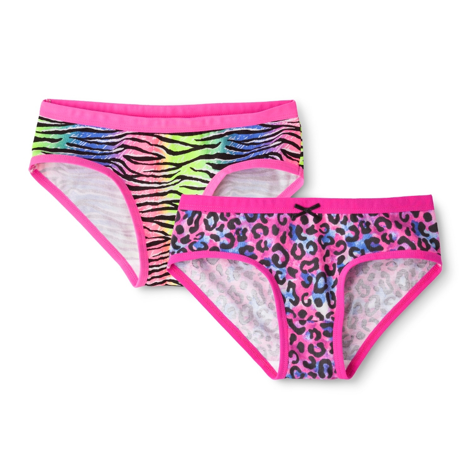 Xhilaration Girls 2 Pack Hipster Briefs   Leopard/Zebra 10