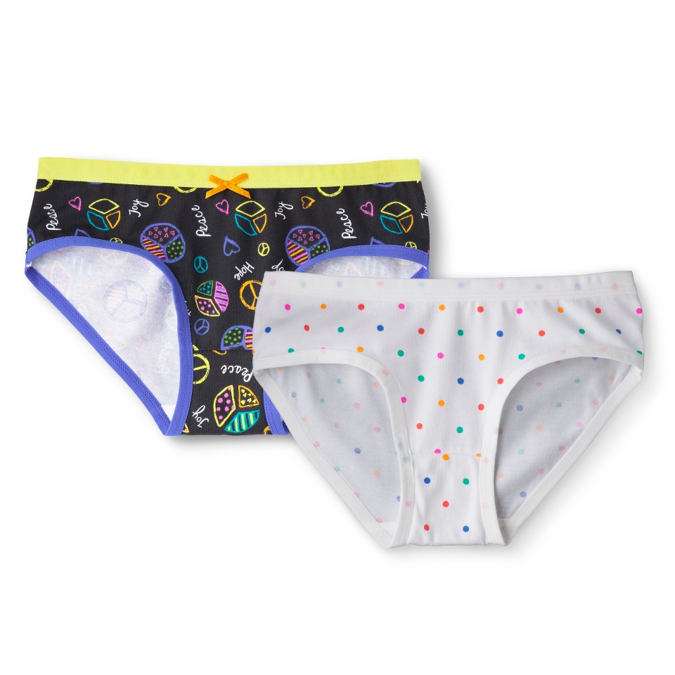 Xhilaration Girls 2 Pack Hipster Briefs   Peace Sign/Polkadot 8