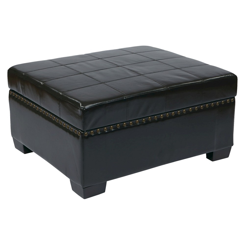 Detour Storage Ottoman Eco Leather with Tray Storage - Espresso (Brown)