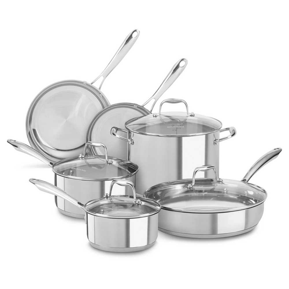 KitchenAid 10pc Stainless Steel Cookware Set KCSS10