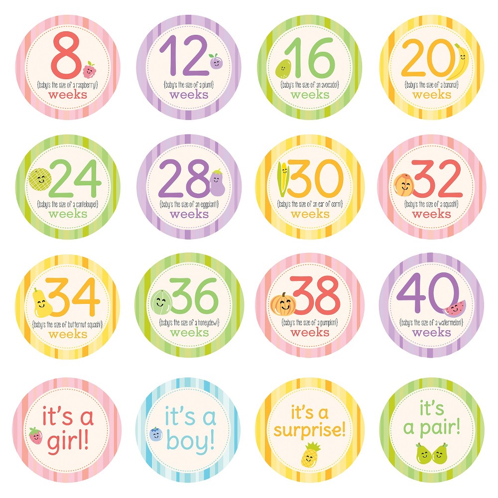 Pearhead Pregnancy Milestone Stickers, Multi-Colored