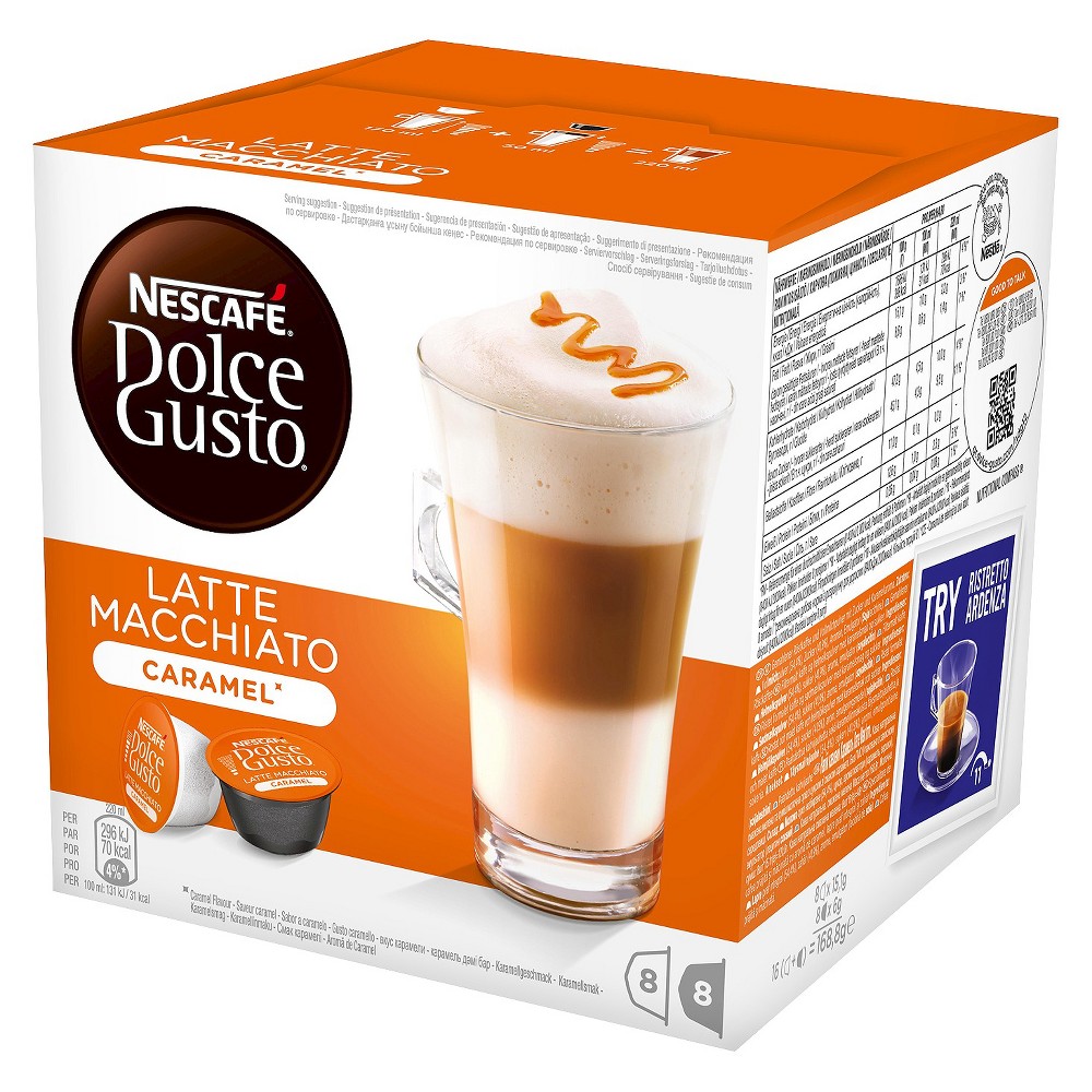 Dolce Gusto Coffee Capsules, Caramel Latte Macchiato, 1.93oz, 16/Box  (NES02430)