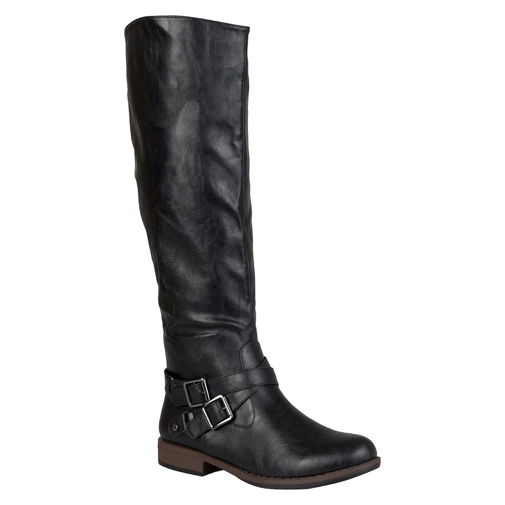 Women's Journee Collection Wide Calf Buckle Detail Boots - Black 9