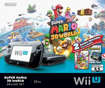 Nintendo Wii U Deluxe Set: Super Mario 3D World and Nintendo Land Bundle -  Black 32 GB