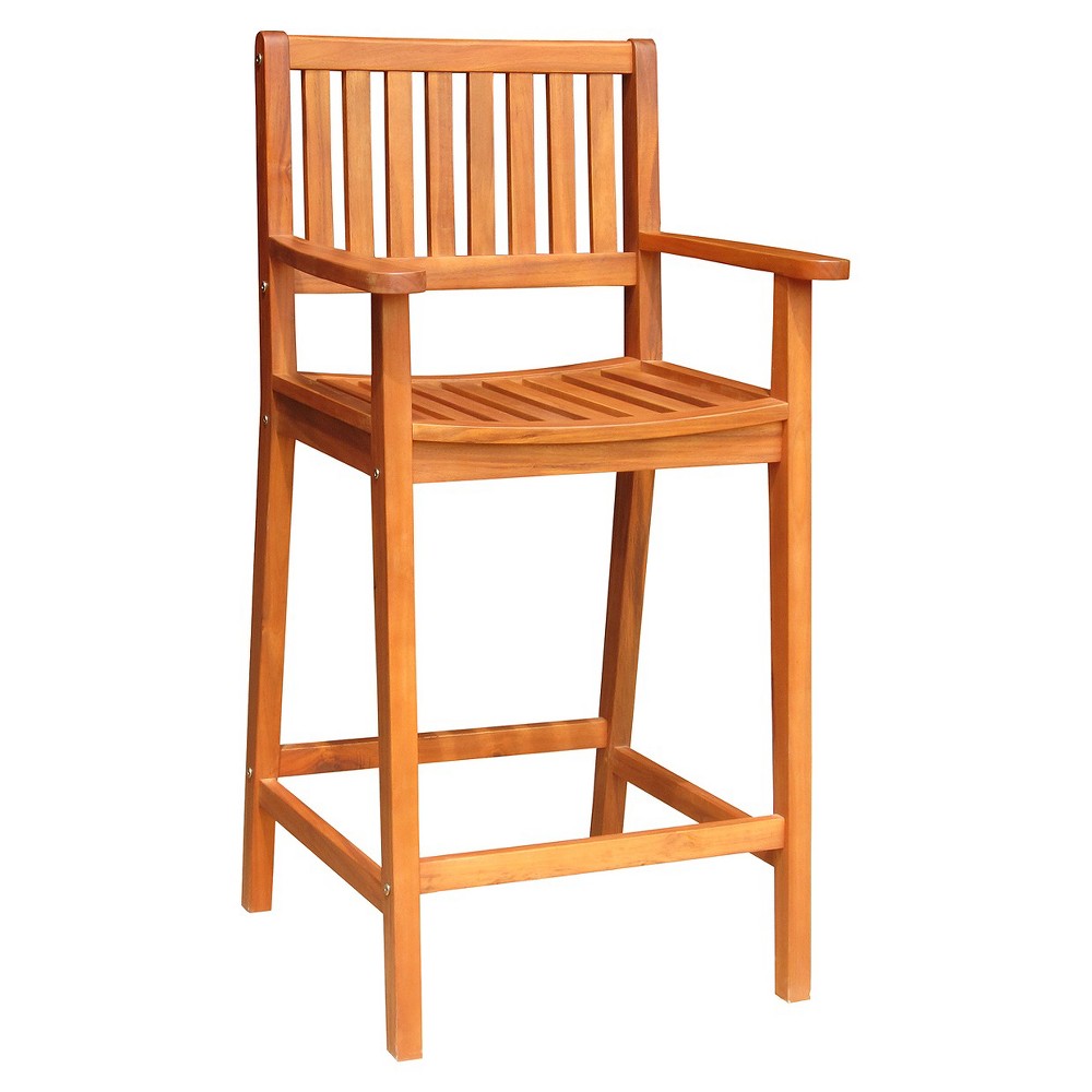 Wood Outdoor Barstool - Brown