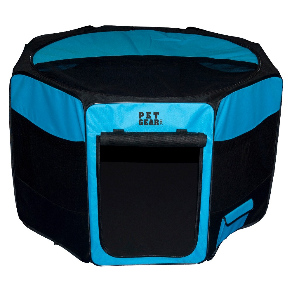 Pet Gear Travel Lite Soft Side Pet Pen with Removable Top Dog Cage - - 36x36"x21" - Blue
