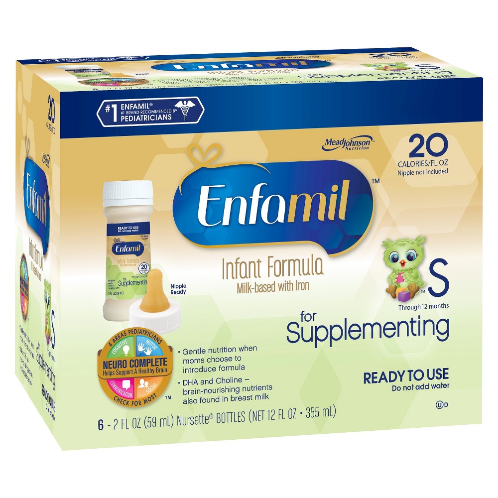 Enfamil for Supplementing Infant Formula, Ready-to-Use Nursette Bottles - 2floz (6 pk)