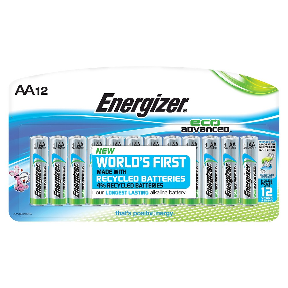 Energizer EcoAdvanced AA Batteries 12 Count, Multi-Colored