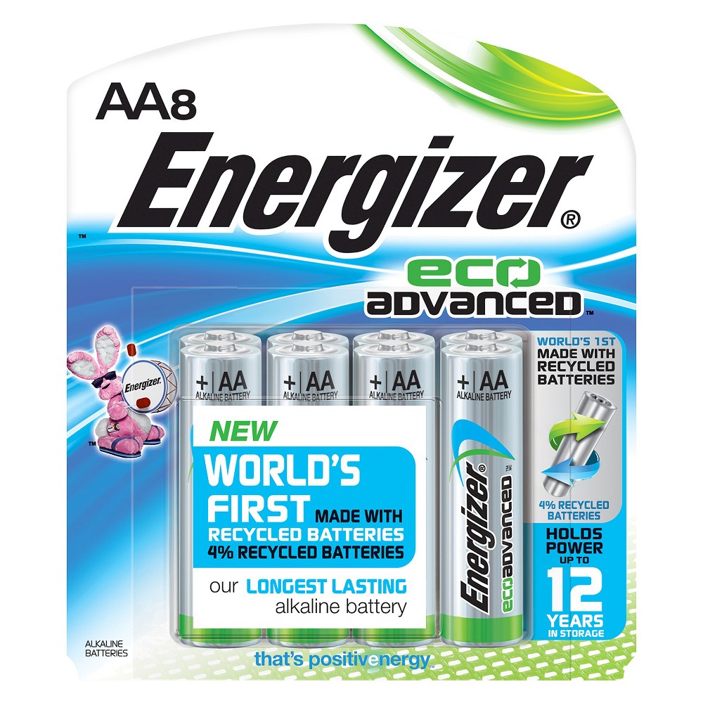 Energizer EcoAdvanced AA Batteries 8 Count, Multi-Colored