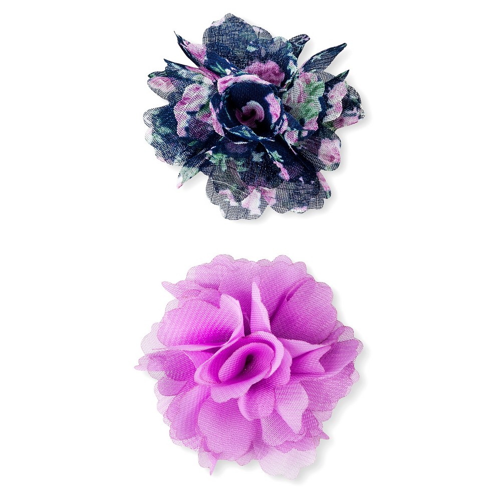 Girls 2-Pack Floral Hair Clips, Purple