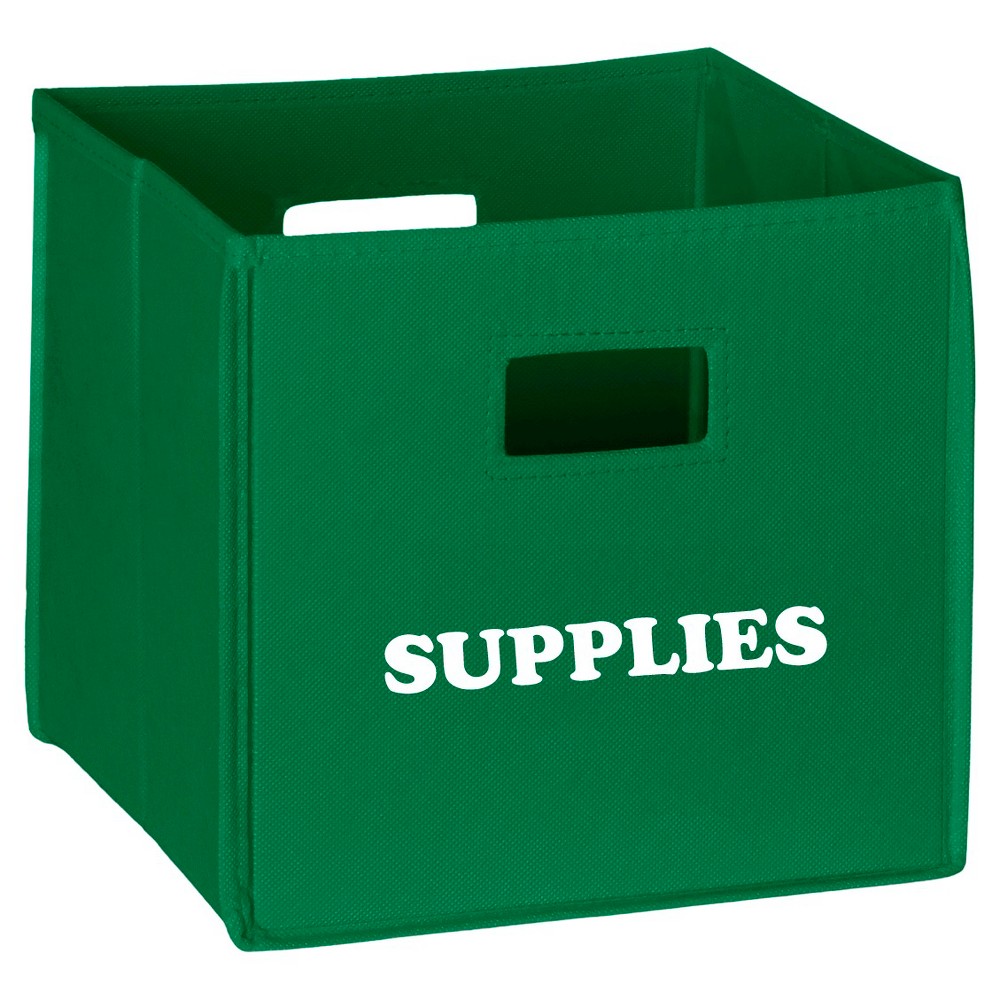 RiverRidge Folding Storage Bin with Supplies Print - Green