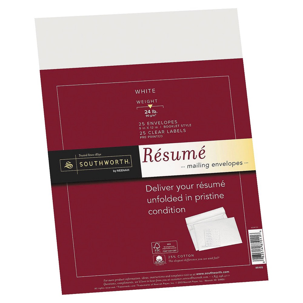 Southworth Resume Envelopes - White