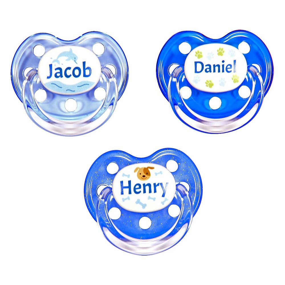 MeaMagic Boy Animals Pacifier Set, Blue/White