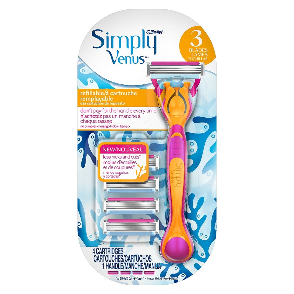 Venus Refillable Disposable Razor with Four Razor Refills - 1ct