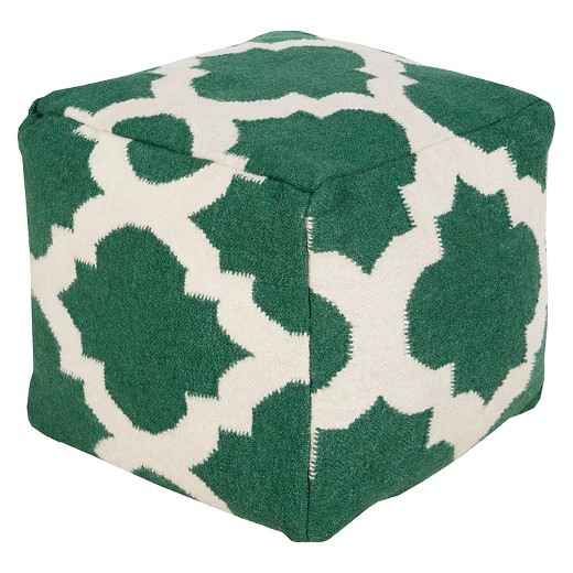 Green Quatrefoil Cube Pouf 18"x18"x18" Surya® Target