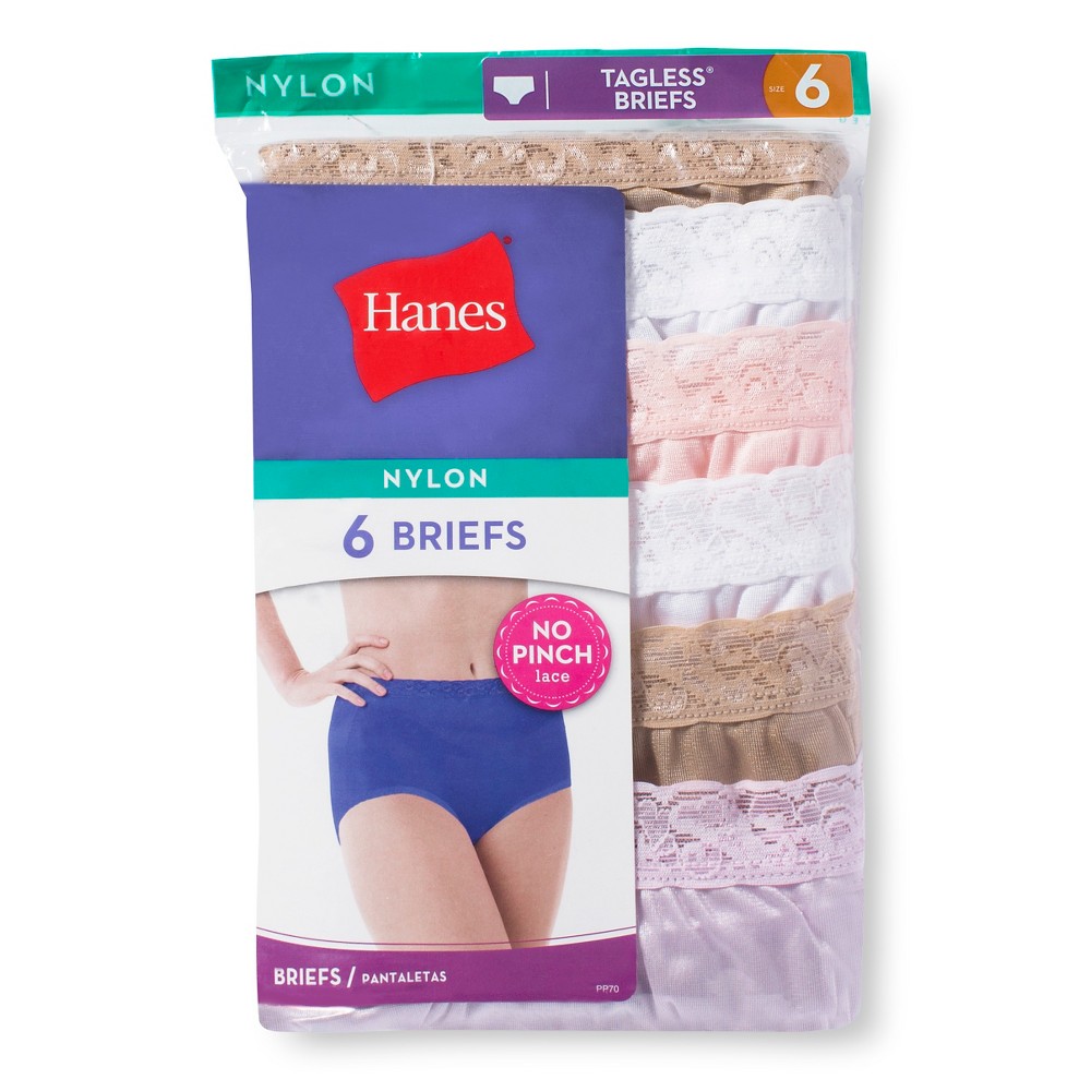 PP70AS - Hanes Women`s Nylon Brief Panties 6-Pack