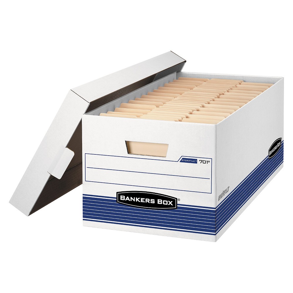 Bankers Box Stor/File Medium-Duty Storage Boxes With Lift-Off Lid, Legal, 15 x 10 x 24 Inches, 12/Carton, White/Blue