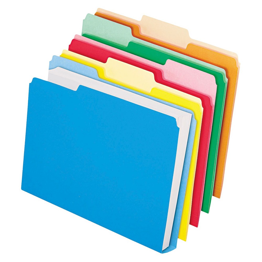 Pendaflex DoubleStuff File Folders, 1/3 Cut, Letter, Assorted, 50pk, Blue/Red/Orange/Yellow