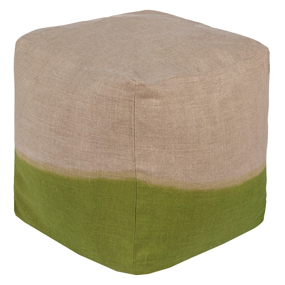 Lime (Green) Dip Dyed Cube Pouf 18x18"x18" - Surya