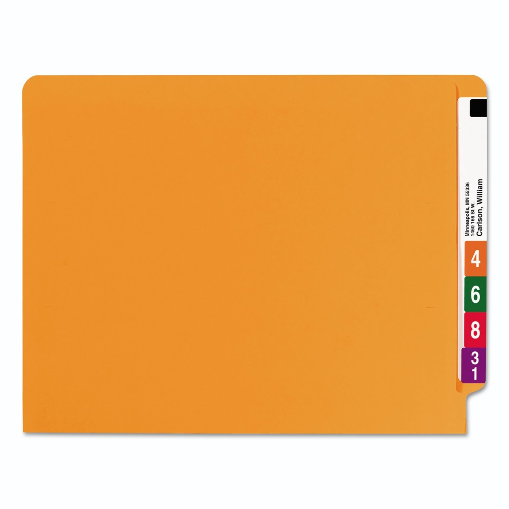 Smead Colored File Folders, Straight Cut, Reinforced End Tab, Letter, Orange, 100/Box