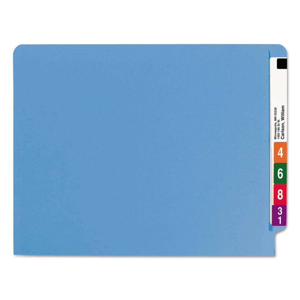 Smead Colored File Folders, Straight Cut, Reinforced End Tab, Letter, Blue, 100/Box