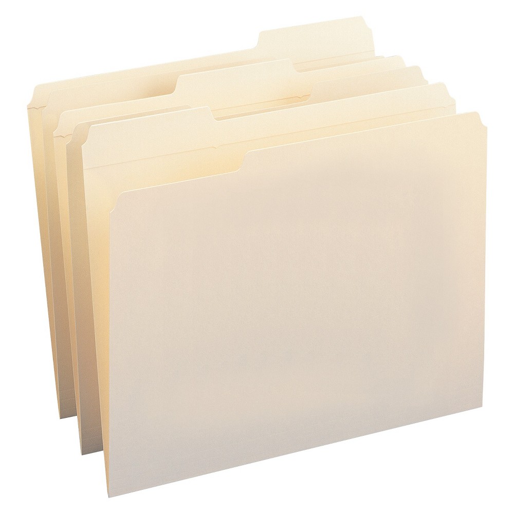 Smead File Folders, 1/3 Cut Assorted, Reinforced Top Tab, Letter, Manila, 100/Box, Off White