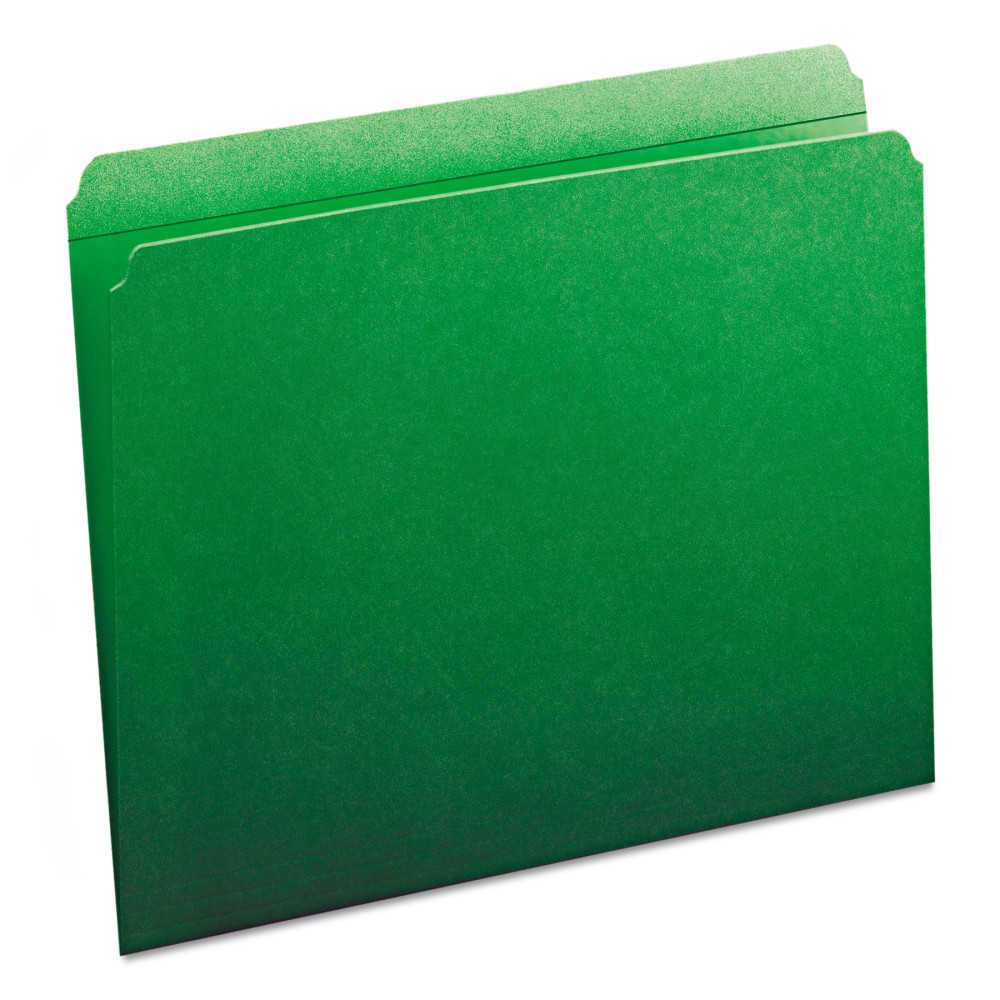 Smead File Folders, Straight Cut, Reinforced Top Tab, Letter, Green, 100/Box