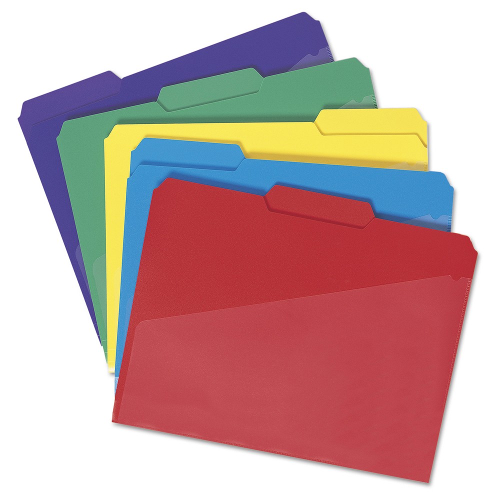 Smead Poly File Folder with Slash Pocket  1/3-Cut Tab  Letter Size  Assorted Colors  30 per Box (10540)