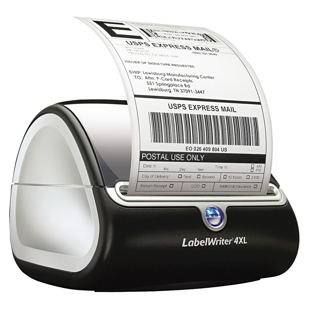 Dymo LabelWriter 4XL, 4 Labels, 53 Labels/Minute, 7w x 7-3/10d x 5-3/10h, Black