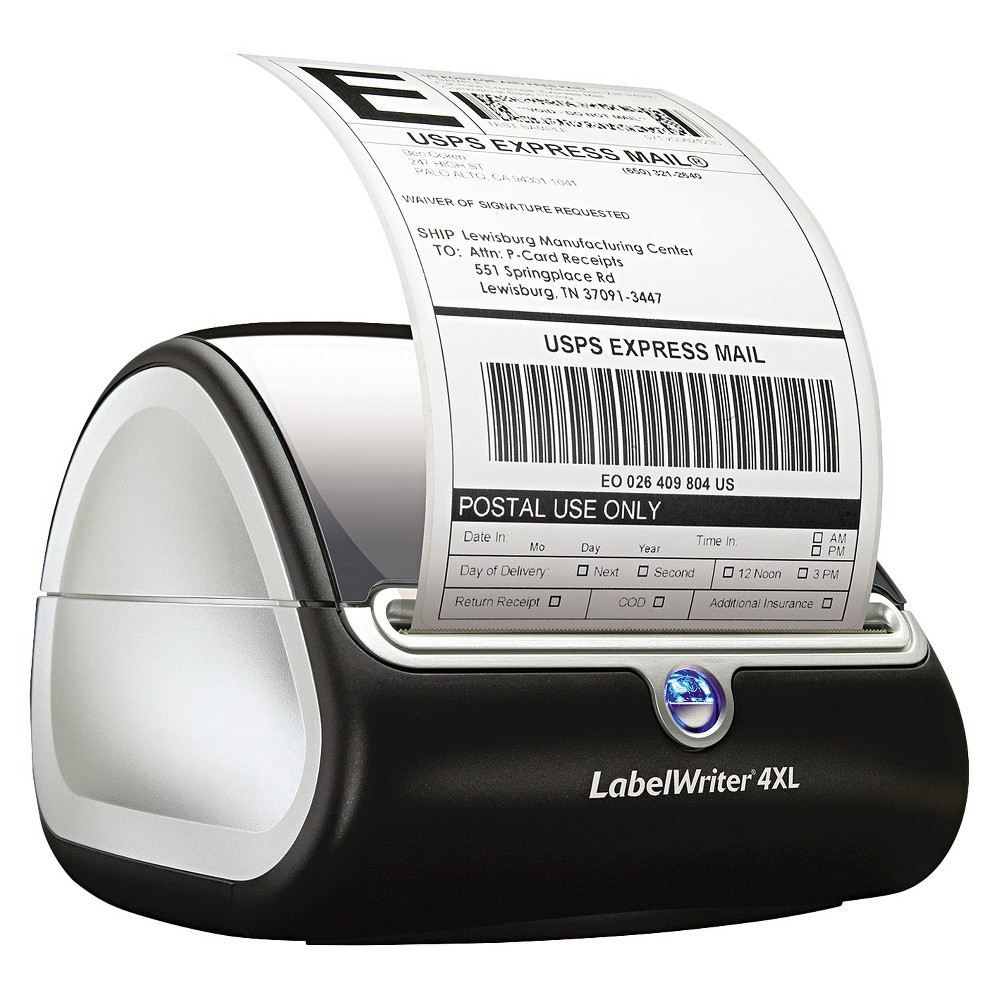 Dymo LabelWriter 4XL, 4 Labels, 53 Labels/Minute, 7w x 7-3/10d x 5-3/10h, Black