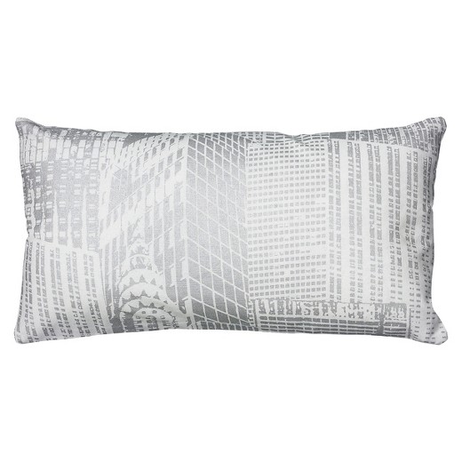 White/Silver Metallic Printed Pattern Throw Pillow (11