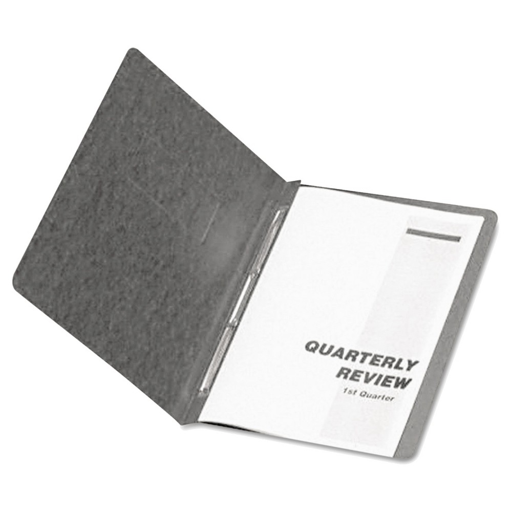 Oxford PressGuard Coated Report Cover, Prong Clip, Letter, 3 Capacity, Black, Gray