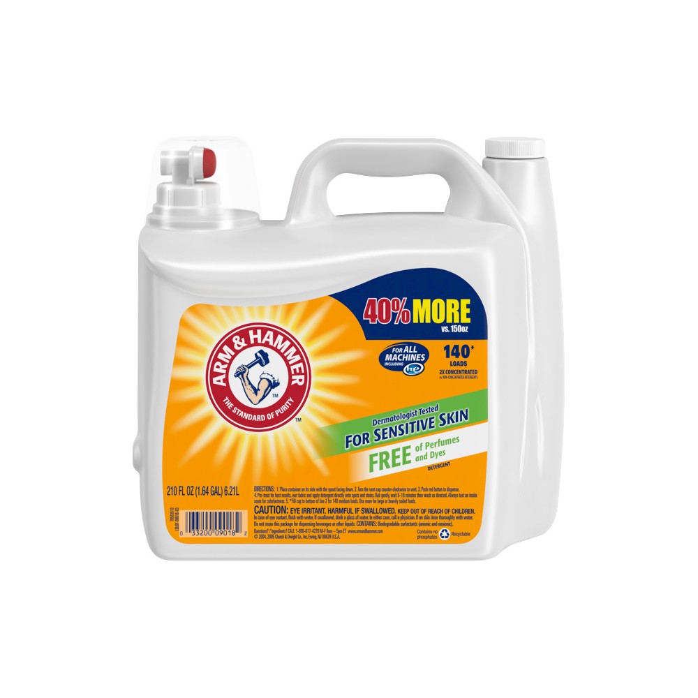 UPC 033200090182 Arm & Hammer 2X Concentrated Liquid Laundry Detergent for Sensitive Skin