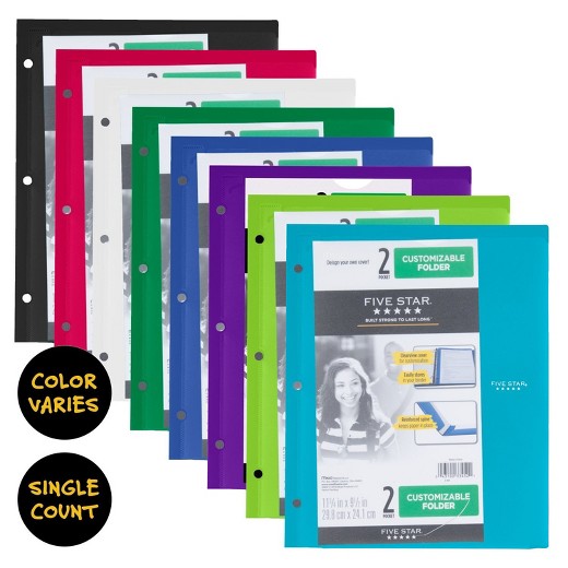 Five Star® Plastic Folder, 2 Pocket Multicolor Target