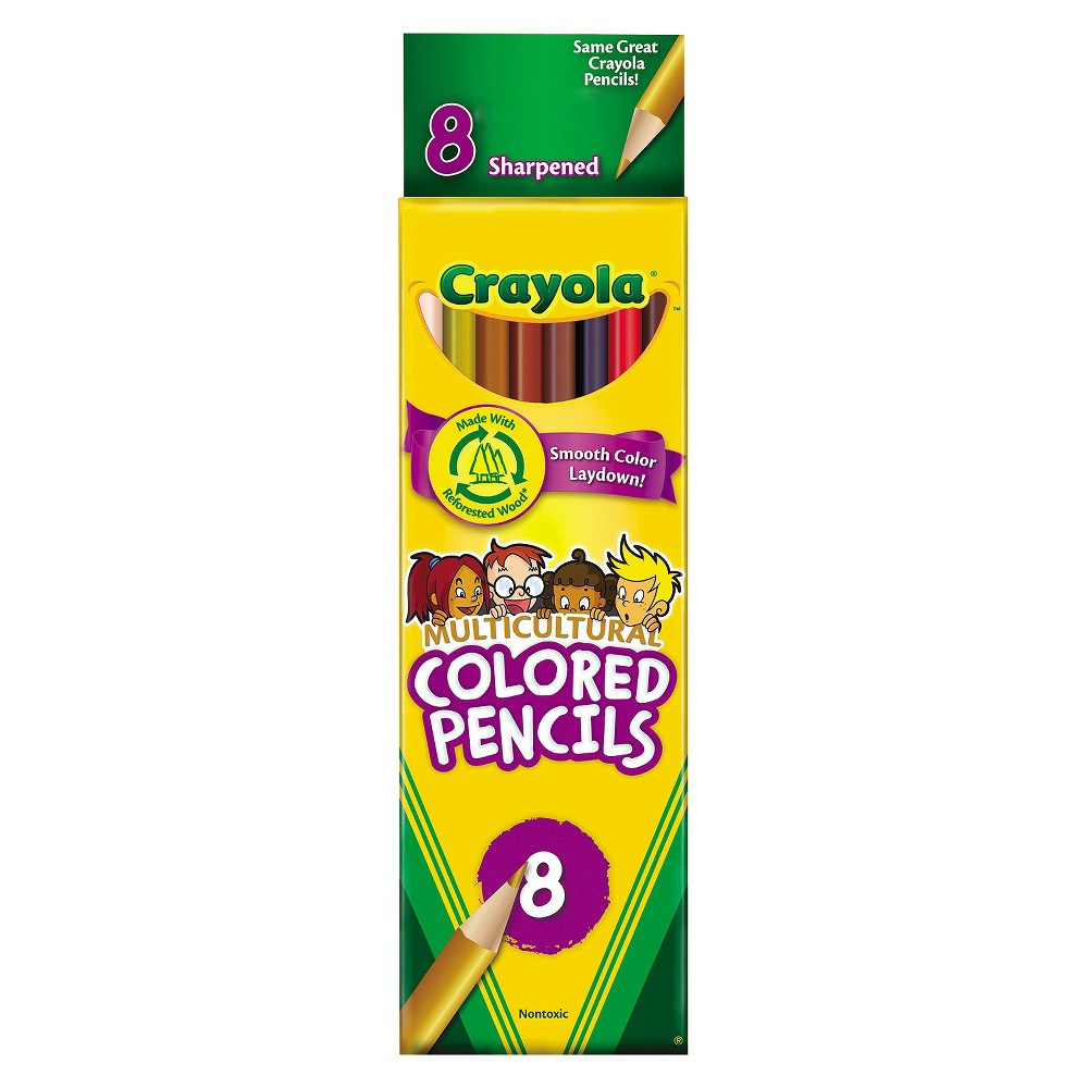 Crayola Multicultural Colored Pencils 8ct, Black/Brown/Tan/Red