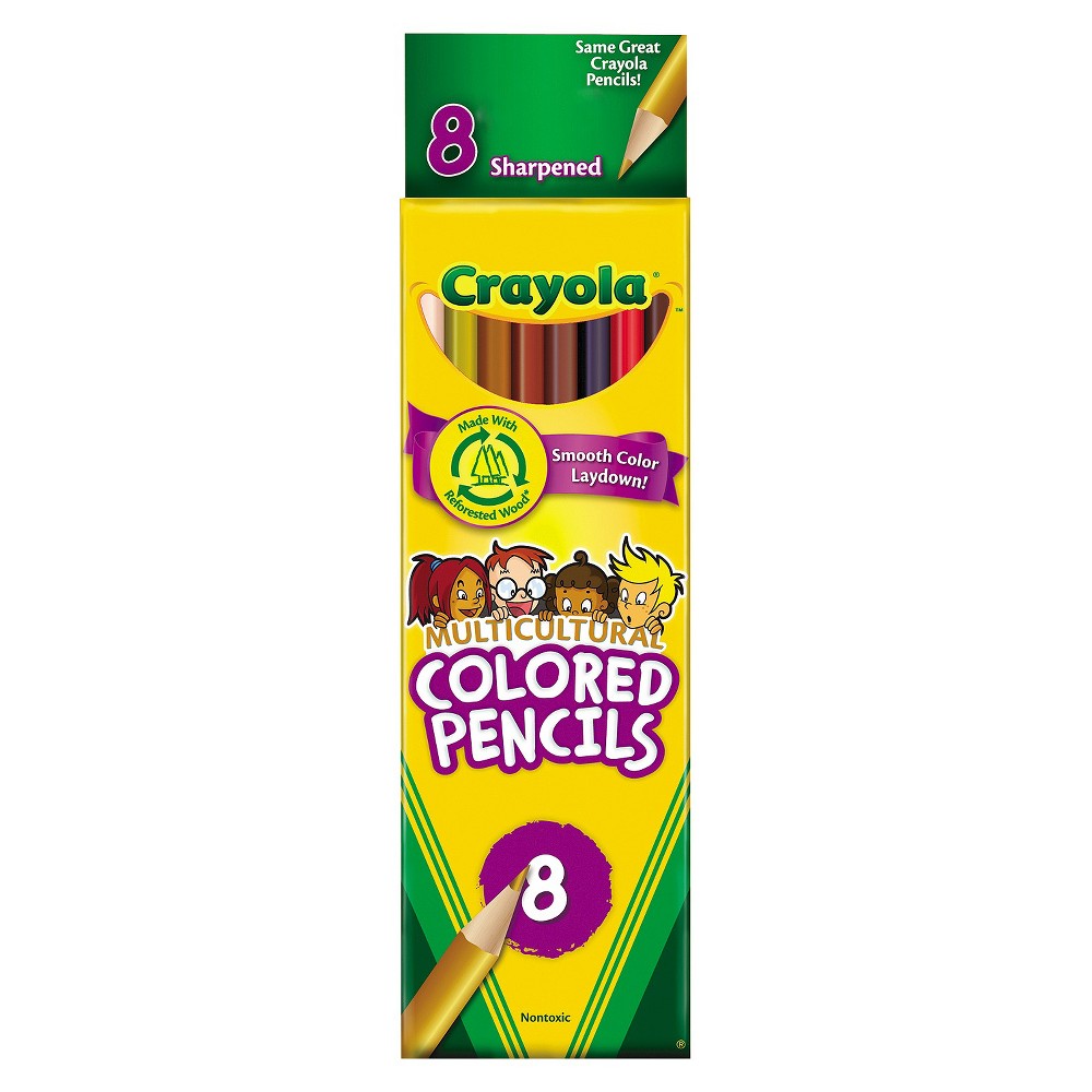 UPC 071662002510 product image for Crayola Multicultural Colored Woodcase Pencils, 3.3 mm, 8 Assorted Colors/Set | upcitemdb.com