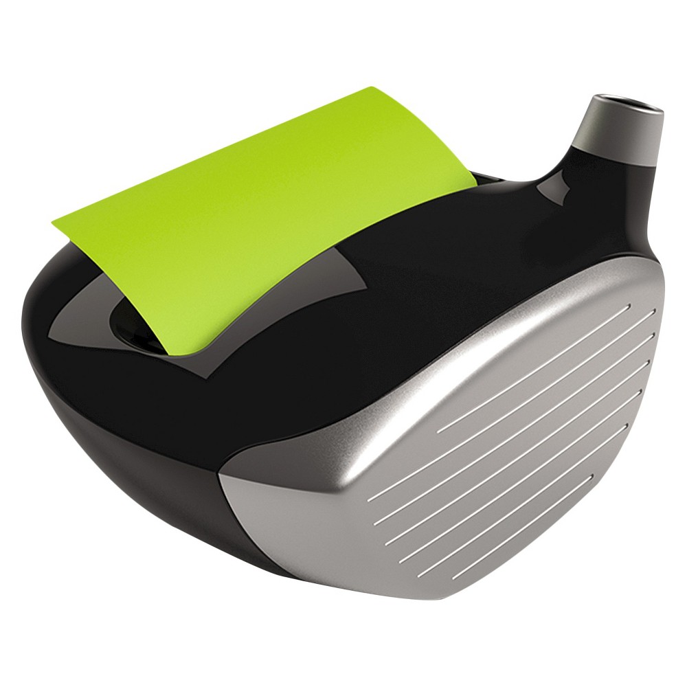 Post-it Pop-Up Notes Golf Dispenser, 3 x 3, Golf Driver, Black/Silver