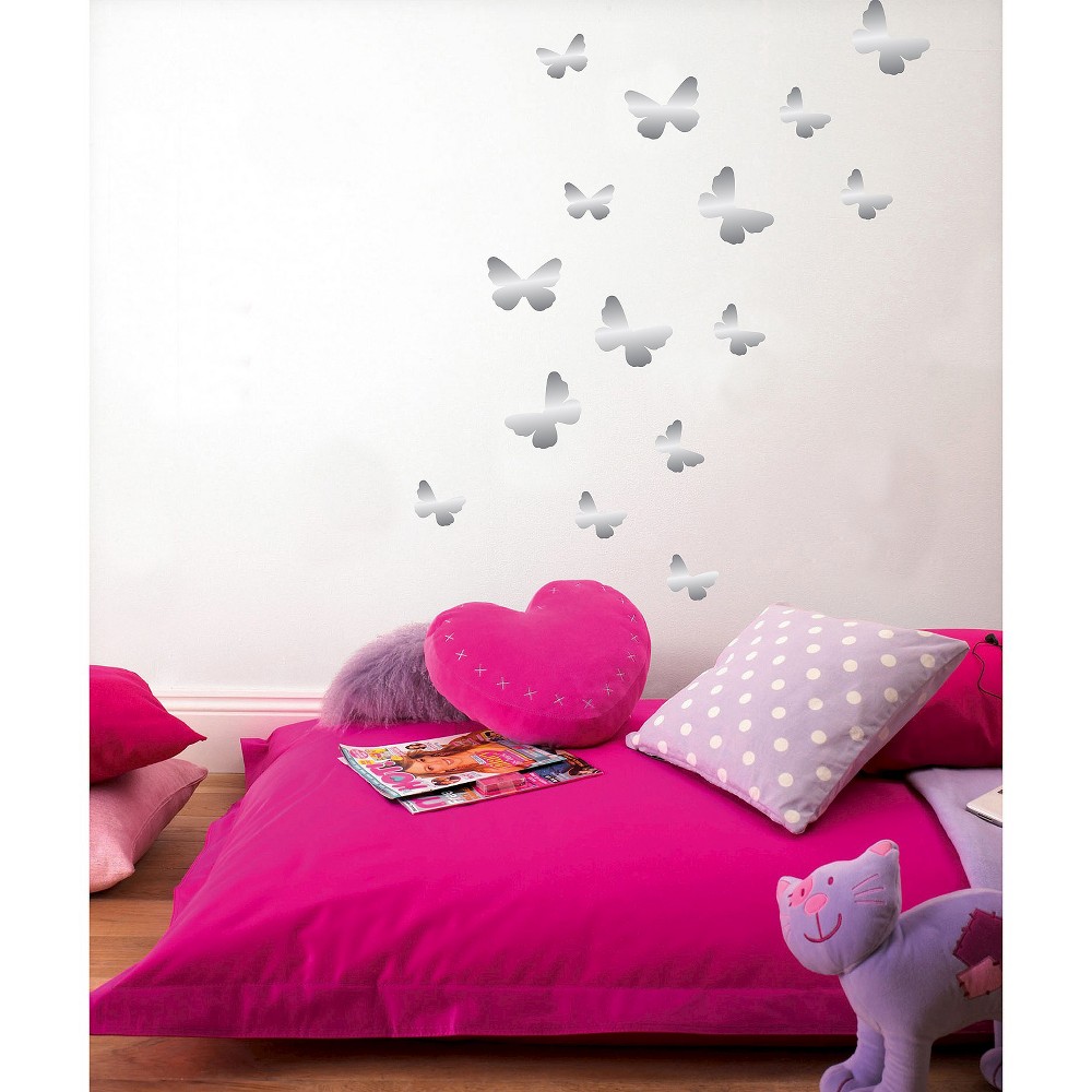 Fun4Walls Butterfly Foil Wall Stickers Set of 2 - Gray