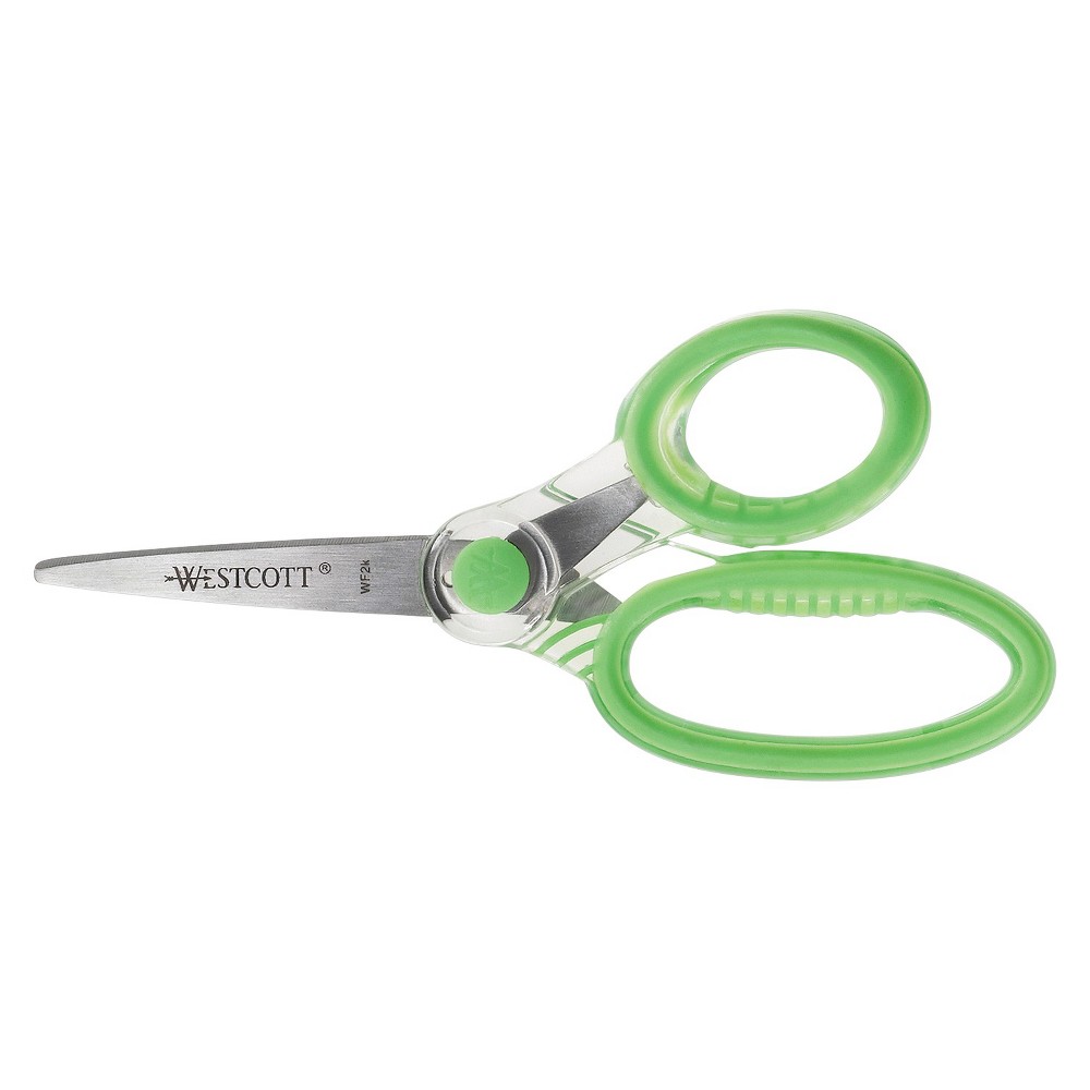 Westcott Pointed Kids Scissors, 5 in. Length, Antimicrobial, Green