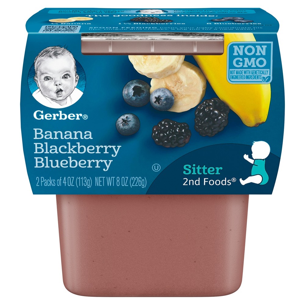 Gerber 2nd Foods Banana Blackberry Blueberry Baby Food - 4oz (2ct)