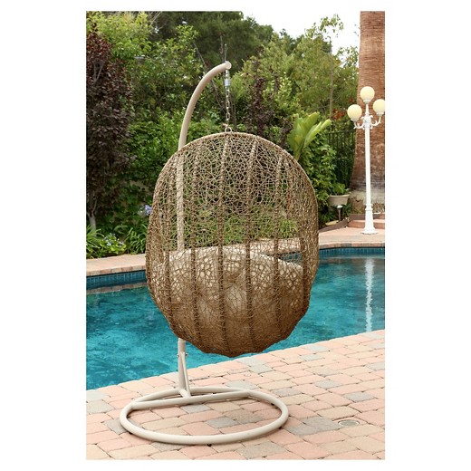 brown rattan swing seat