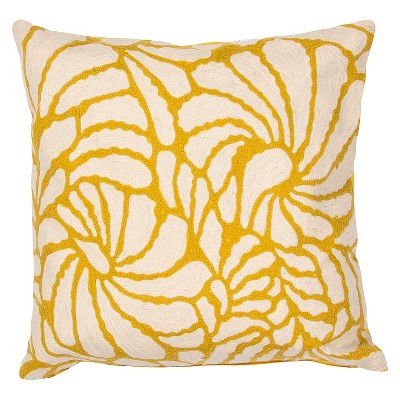 Yellow/Ivory En Casa by Luli Sanchez Handmade Cotton Throw Pillow (18
