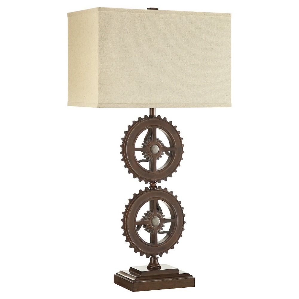 Beckman Industrial Gear Accent Table Lamp, Brown