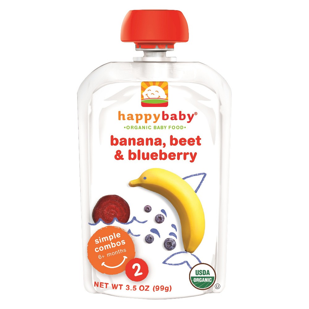 Happy Baby Stage 2 Banana, Beet & Blueberry Organic Baby Food - 3.5oz (8 pk)
