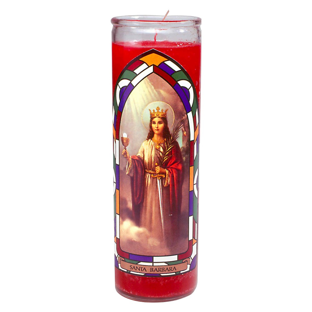 (Case of 12)Saints Santa Barbara Jar Candle, Red